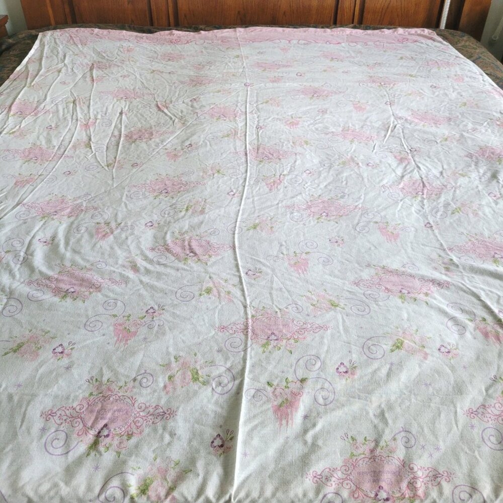 Disney Dream a Princess Dream Twin Flat Sheet Pink Cinderella Vintage